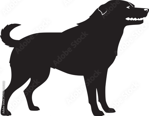 black and white silhouette tattoo of dog