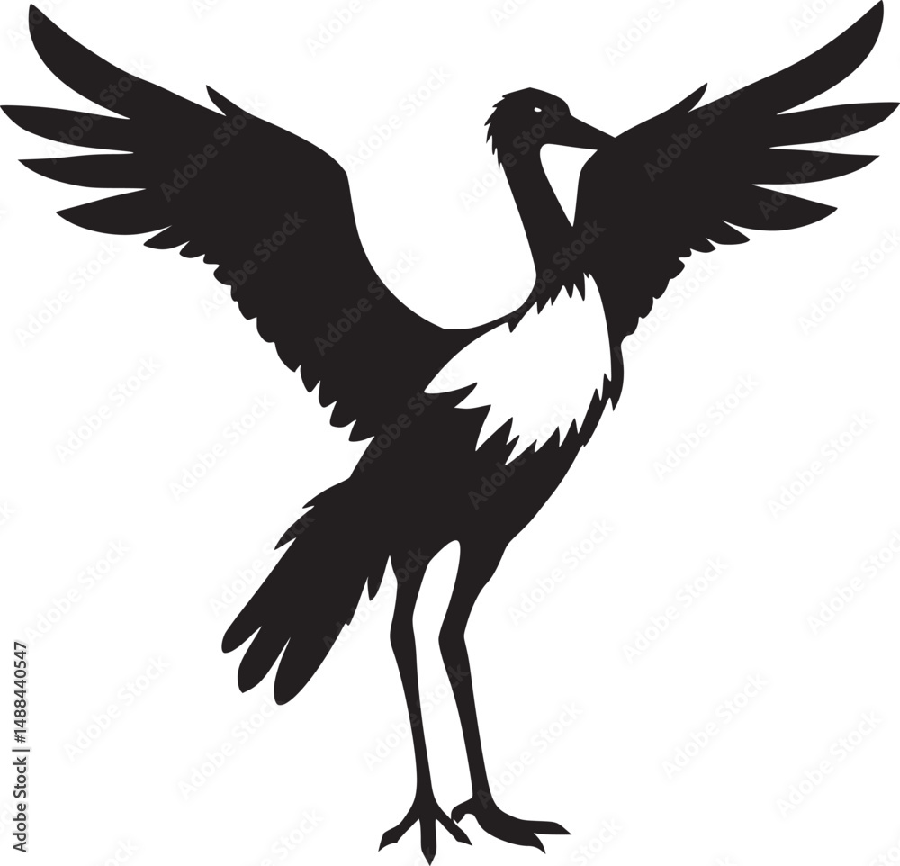 Obraz premium black outline silhouette stork