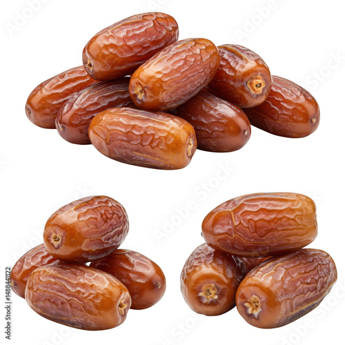 Pile of Medjool Dates Isolated on Transparent Background
