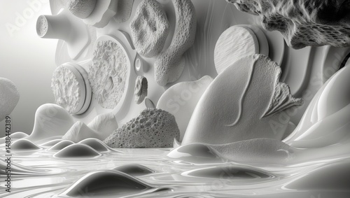 Gorgeous computer-generated monochrome backdrop showcasing various abstract textures.