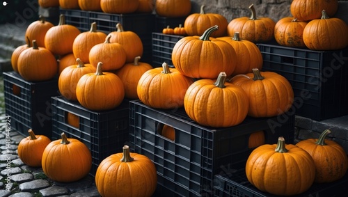 Festive autumn bounty featuring ripe pumpkins photo