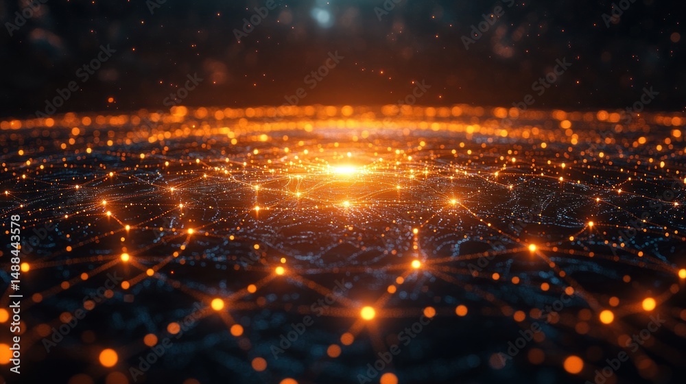 Fototapeta premium Abstract network design, glowing nodes, interconnected