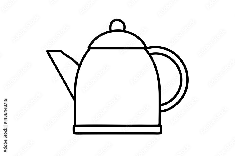 Obraz premium kettle icon silhouette line art vector illustration with a white background