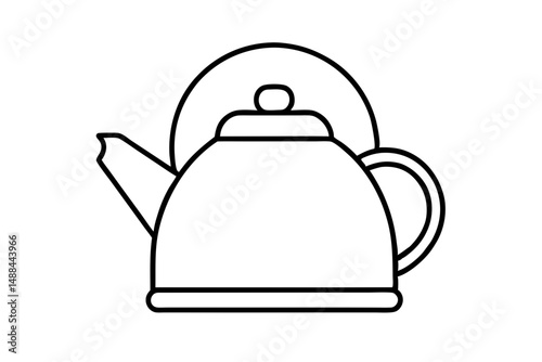 kettle icon silhouette line art vector illustration with a white background