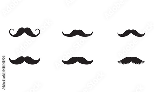 Set of mustache icons. Mustache collection set silhouette vector on white background