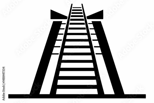 ladder silhouette line art vector illustration with a white background