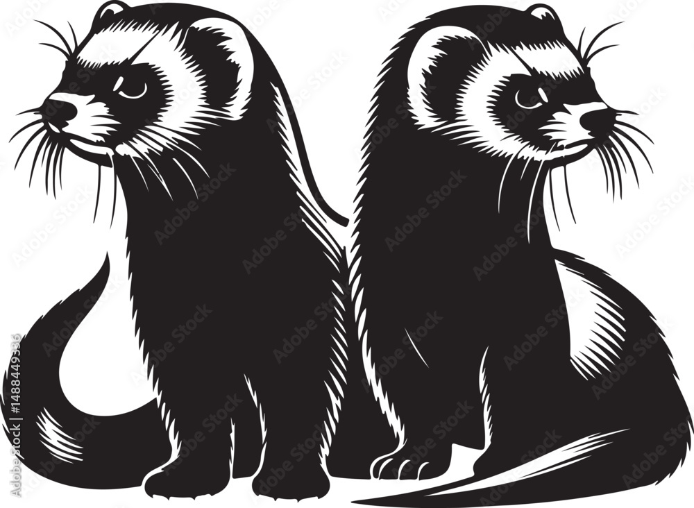 Obraz premium Ferret high quality black vector
