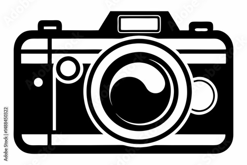 photo camera silhouette line art vector illustration with a white background