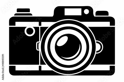 photo camera silhouette line art vector illustration with a white background