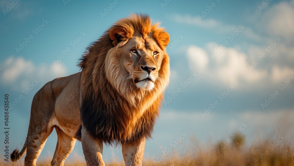 Obraz premium Massive lion in the vicinity