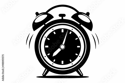 ringing alarm clock silhouette line art vector illustration with a white background