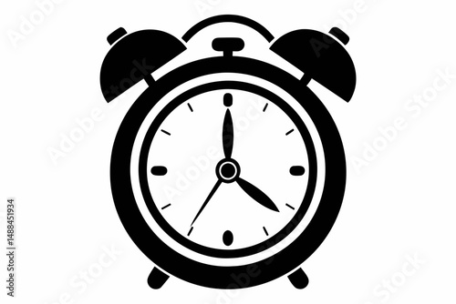 ringing alarm clock silhouette line art vector illustration with a white background