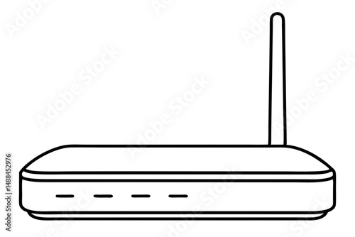 router silhouette line art vector illustration with a white background