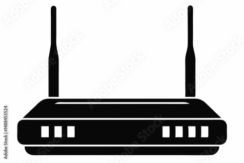 router silhouette line art vector illustration with a white background