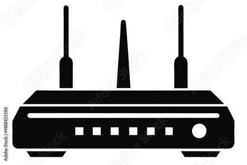 router silhouette line art vector illustration with a white background
