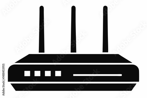 router silhouette line art vector illustration with a white background
