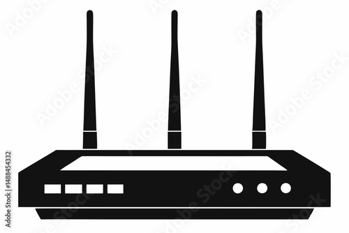 router silhouette line art vector illustration with a white background