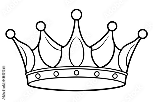 royal crown silhouette line art vector illustration with a white background