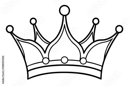 royal crown silhouette line art vector illustration with a white background