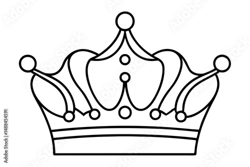 royal crown silhouette line art vector illustration with a white background