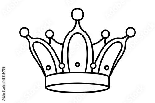 royal crown silhouette line art vector illustration with a white background