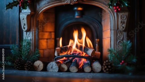 Inviting fireplace for cold weather photo