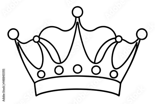 royal crown silhouette line art vector illustration with a white background