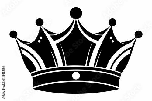 royal crown silhouette line art vector illustration with a white background