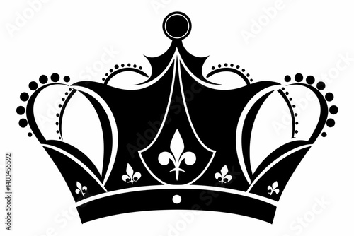 royal crown silhouette line art vector illustration with a white background