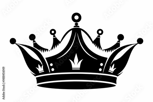 royal crown silhouette line art vector illustration with a white background
