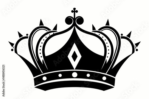 royal crown silhouette line art vector illustration with a white background