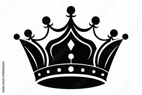royal crown silhouette line art vector illustration with a white background
