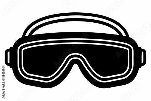 safety goggles silhouette line art vector illustration with a white background