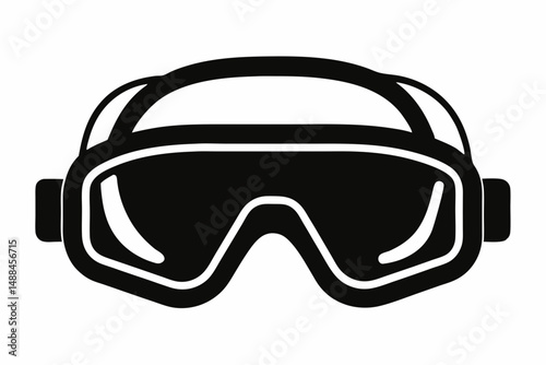safety goggles silhouette line art vector illustration with a white background