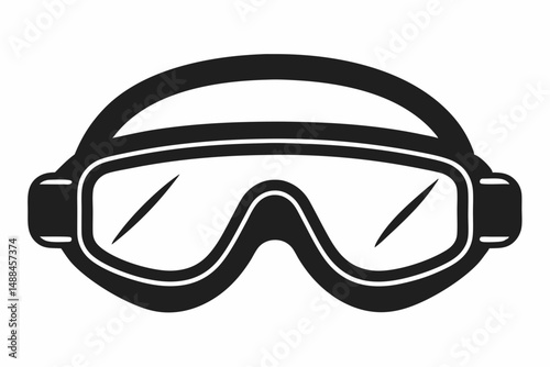 safety goggles silhouette line art vector illustration with a white background