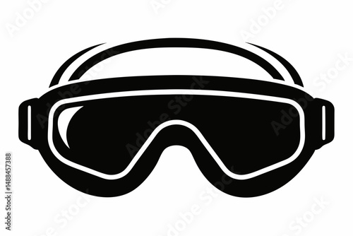 safety goggles silhouette line art vector illustration with a white background