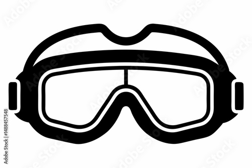 safety goggles silhouette line art vector illustration with a white background