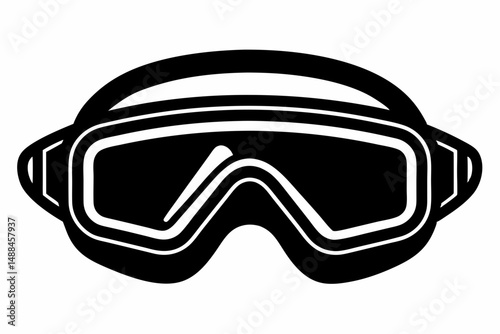 safety goggles silhouette line art vector illustration with a white background