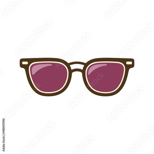 Sunglasses with purple lenses in a modern style for summer wardrobe