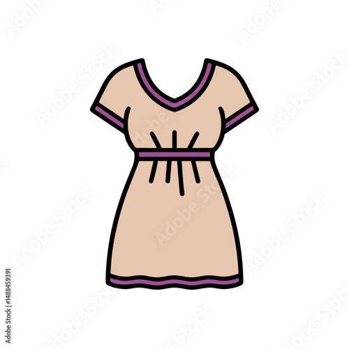 Swimwear & Beachwear dress with short sleeves and cinched waist 