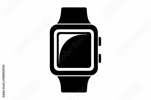 smartwatch silhouette line art vector illustration with a white background