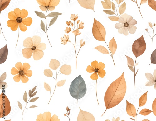 seamless pattern with autumn leaves