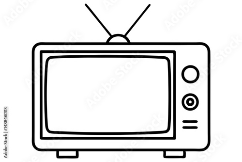 tv silhouette line art vector illustration with a white background