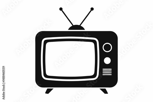 tv silhouette line art vector illustration with a white background