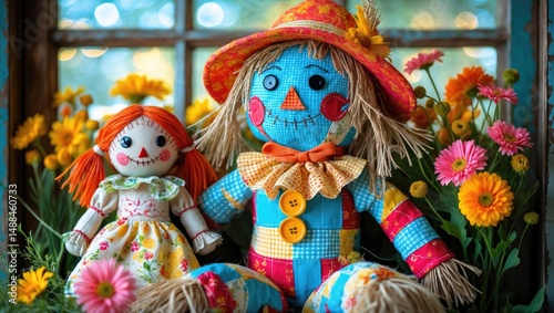 Crafting a Colorful Scarecrow with a Rag Doll and Flowers