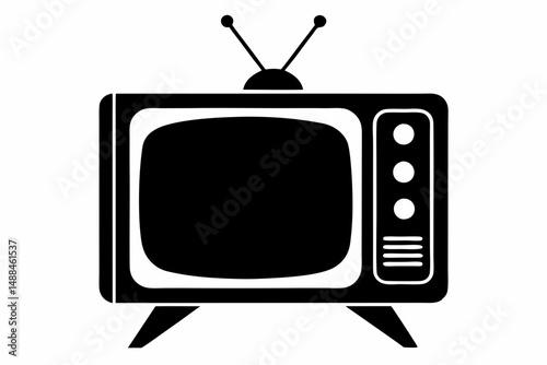 tv silhouette line art vector illustration with a white background