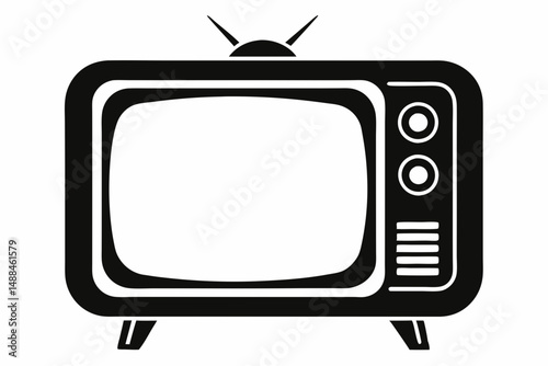 tv silhouette line art vector illustration with a white background