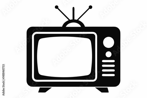 tv silhouette line art vector illustration with a white background