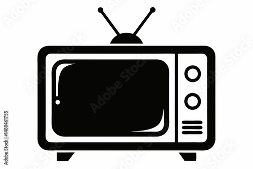 tv silhouette line art vector illustration with a white background