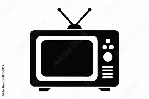 tv silhouette line art vector illustration with a white background